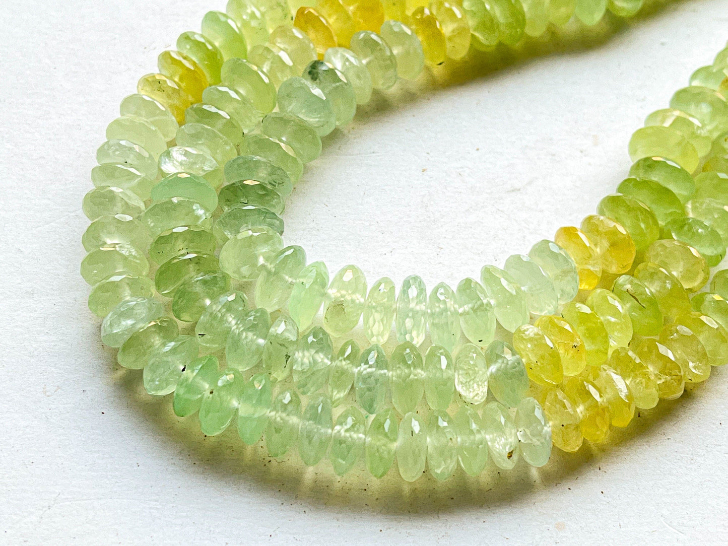 Natural Prehnite Micro Faceted German Cut Rondelle Beads Beadsforyourjewelry