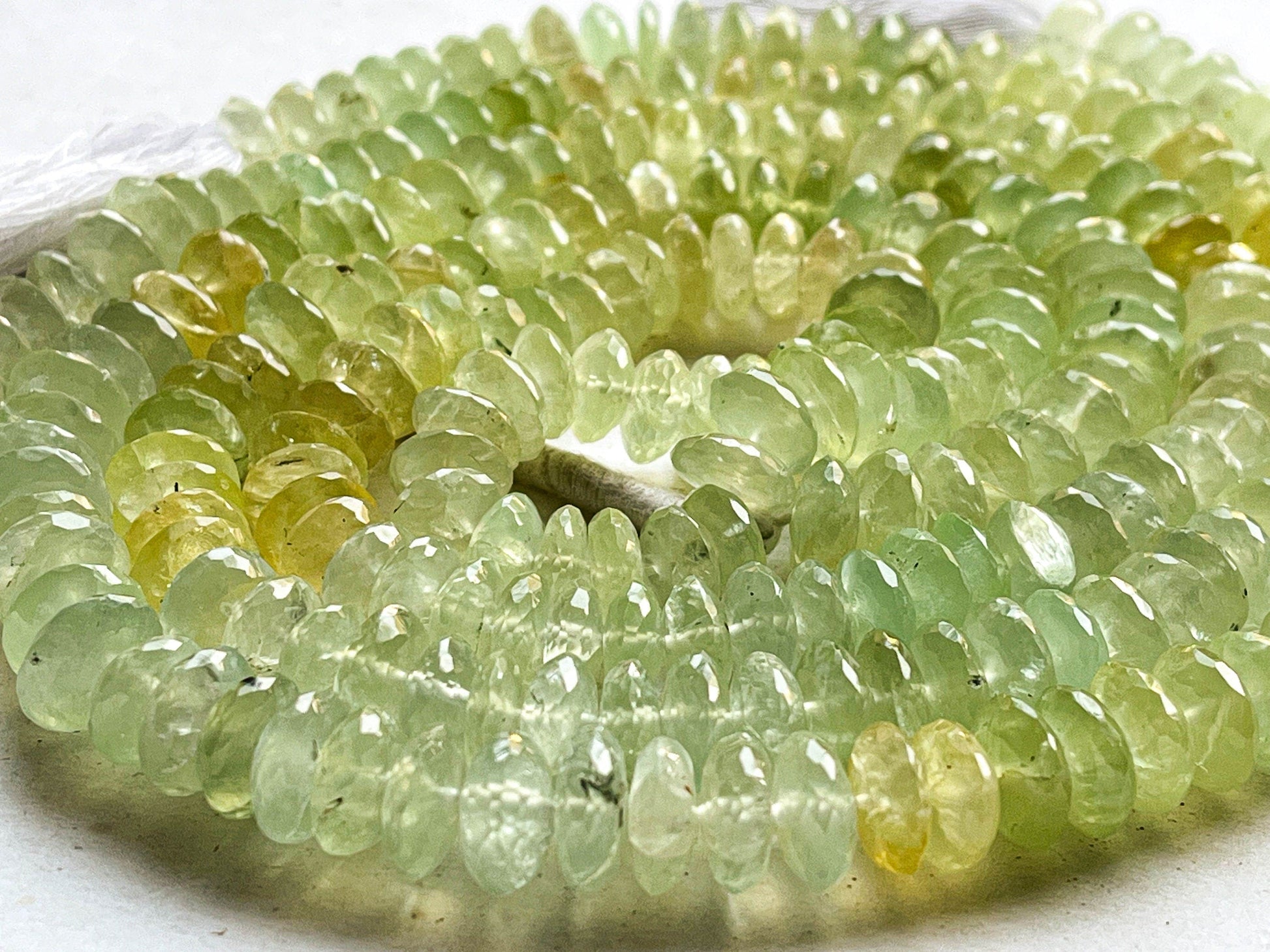 Natural Prehnite Micro Faceted German Cut Rondelle Beads Beadsforyourjewelry