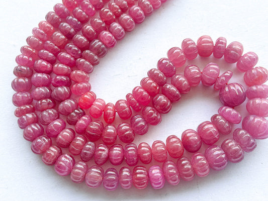 Natural Ruby Glass Filled Carving Melons Shape Beads | 16 inch Beadsforyourjewelry