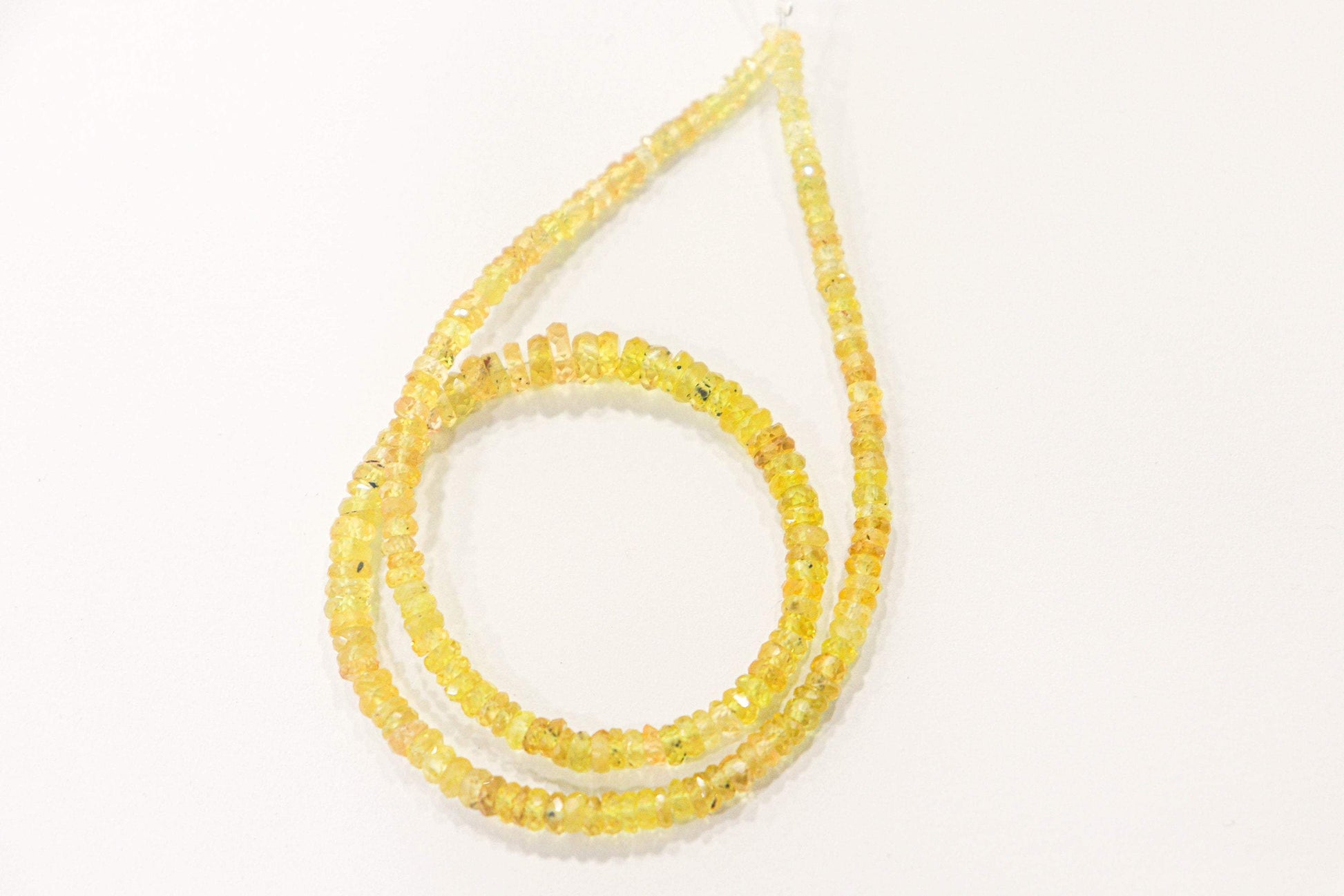 Natural Sapphire Rondelle Beads Faceted  Yellow Color | 11 Inch | 2.50mm to 5mm | Top Quality | Natural Gemstone Beads for jewelry making Beadsforyourjewelry