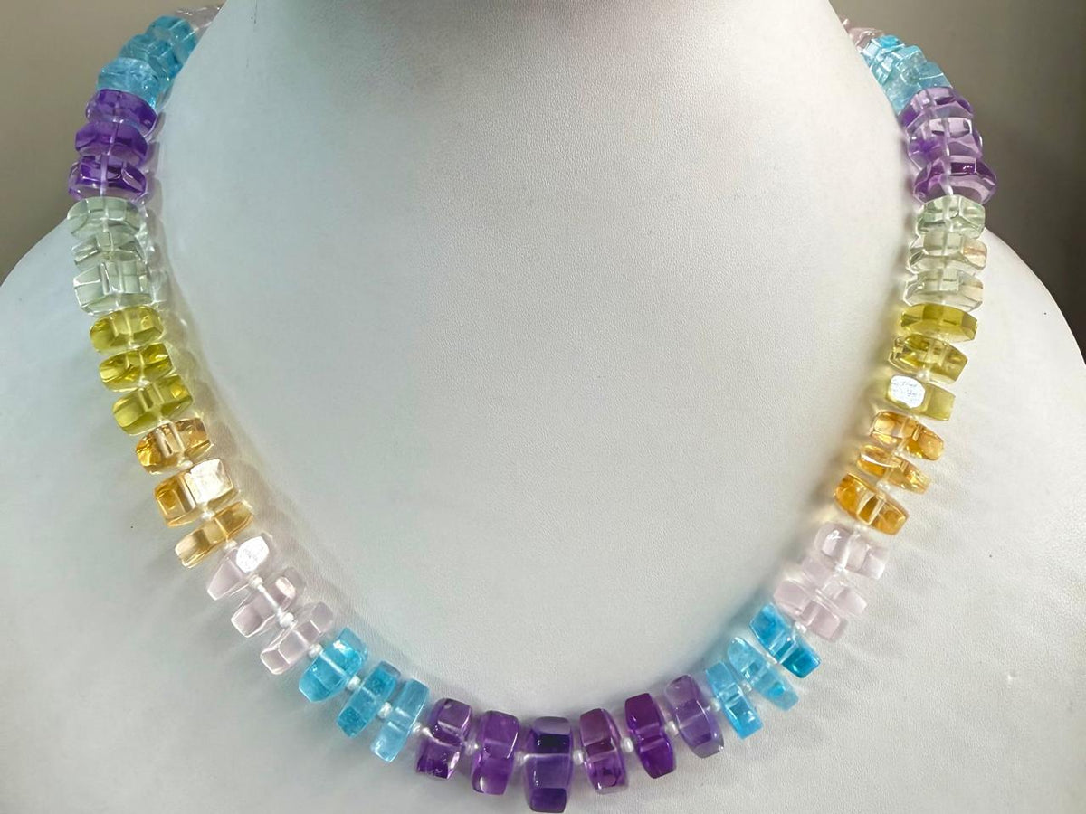 Natural Mixed Semi Precious Smooth Hexagonal Beads | Bolt Shape Beads