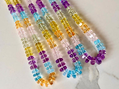 Natural Mixed Semi Precious Smooth Hexagonal Beads | Bolt Shape Beads