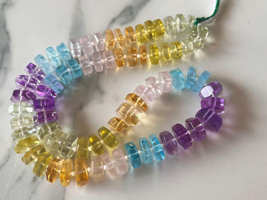 Natural Mixed Semi Precious Smooth Hexagonal Beads | Bolt Shape Beads