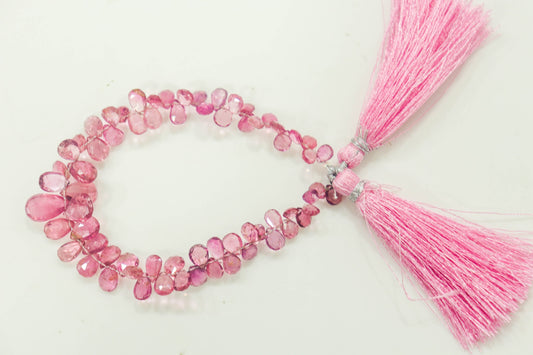 PINK TOURMALINE Faceted Briolette Pear Shape | 4x5mm to 6x11mm |7 inch | 67 Pieces | Natural Gemstone Beads for Jewelry Making Beadsforyourjewelry