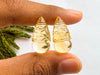 Pair of Citrine Gemstone Carving Drops, Natural Citrine, Citrine carved Drops, Citrine carving Pair, Citrine Drops for Earrings, 12x25mm Beadsforyourjewelry