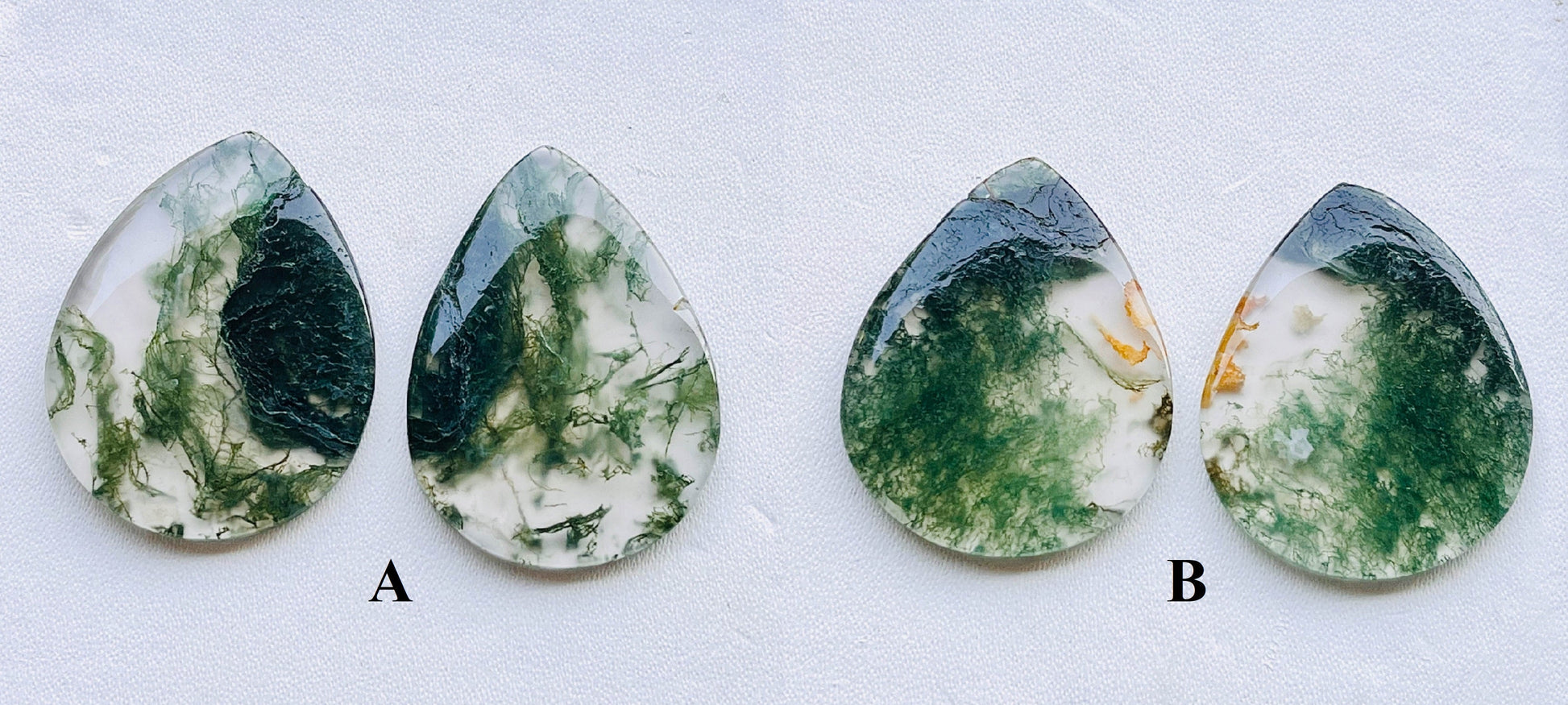Pair of Moss Agate Pear Shape Briolette Beadsforyourjewelry