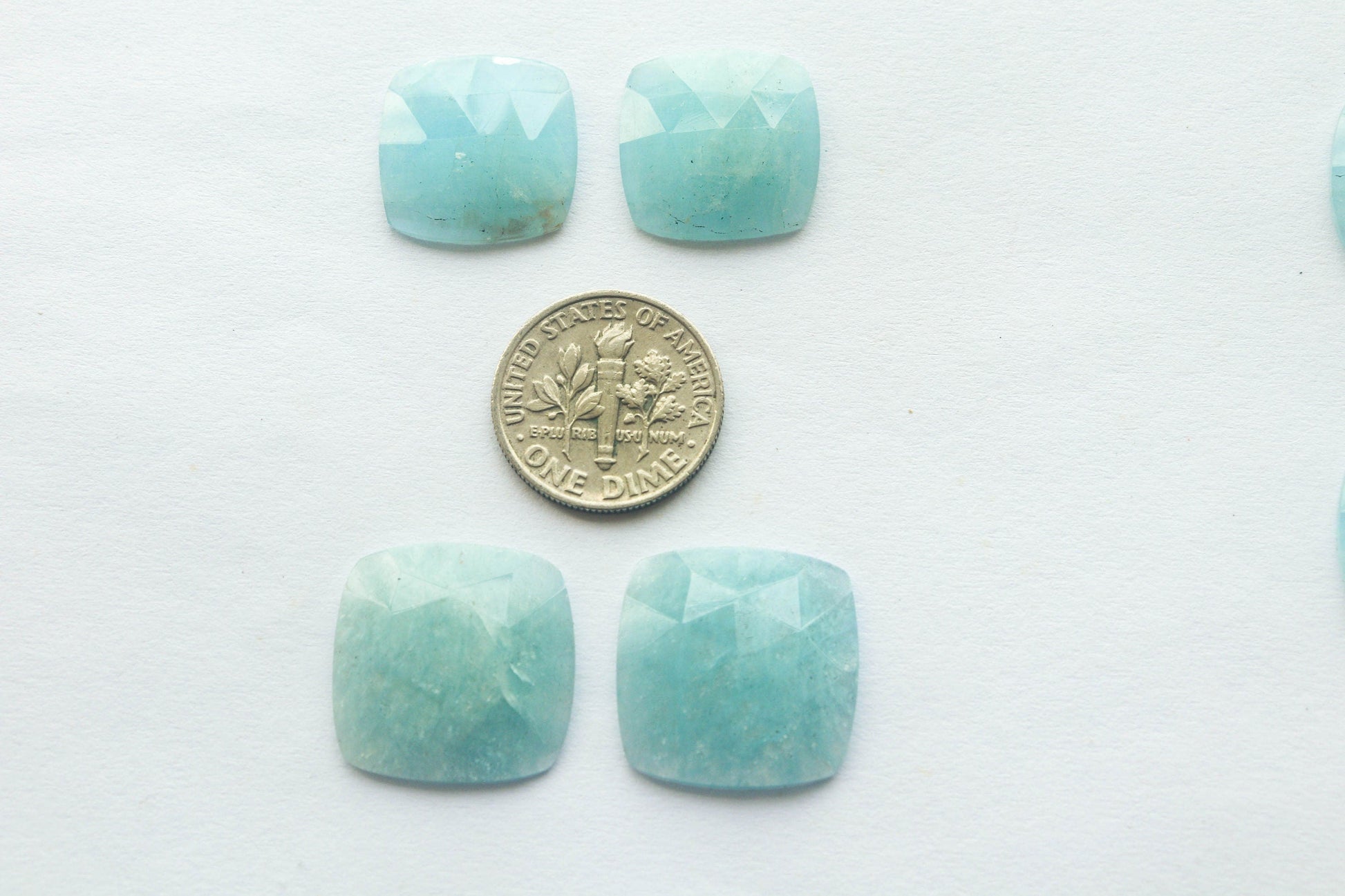Pair of Natural Aquamarine gemstone Faceted Cabochon Square Shape | Matching Pairs | Rose Cut Style Facets | Natural Aquamarine Gemstone Beadsforyourjewelry