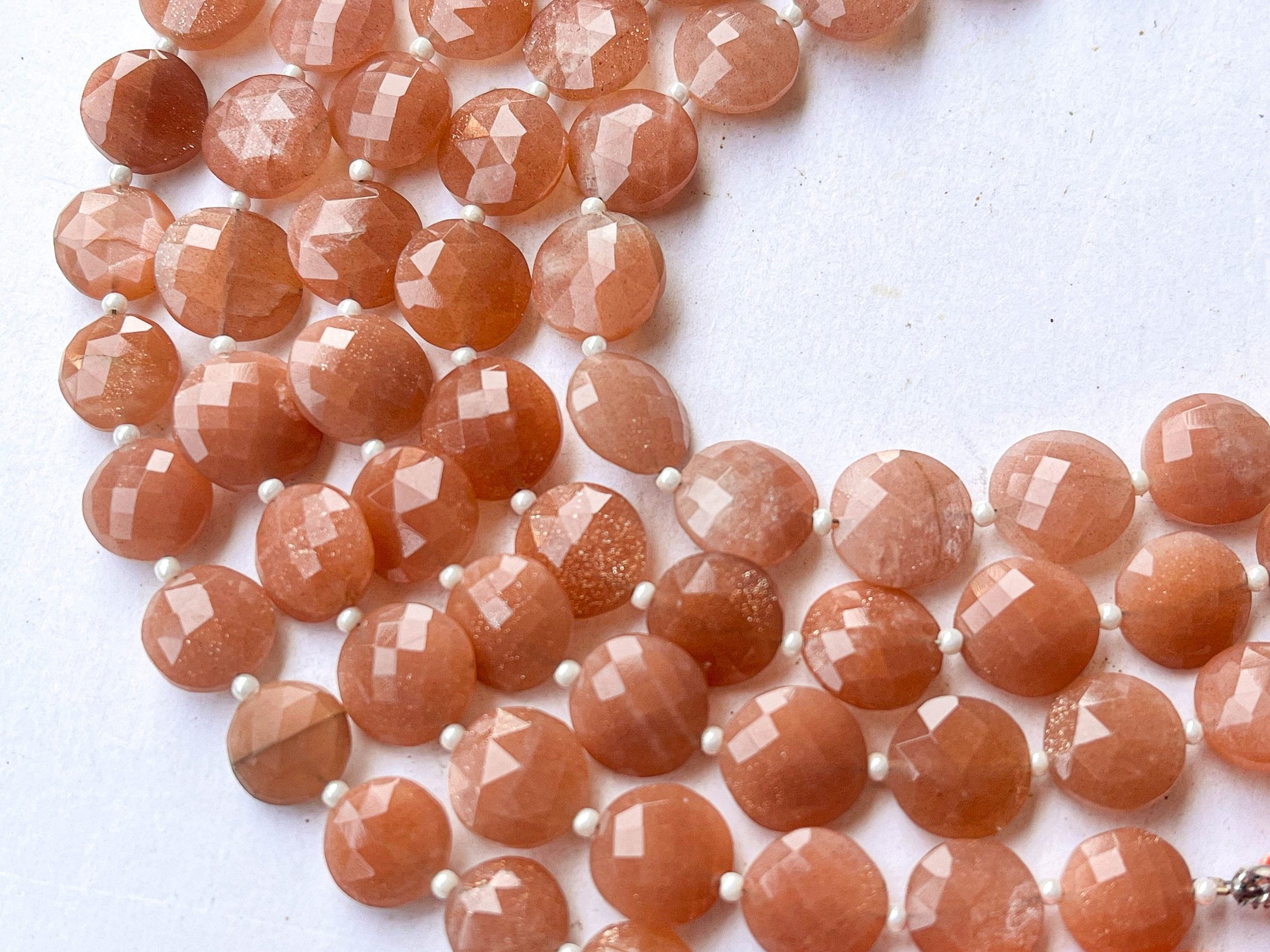 Peach Moonstone Coin shape or round shape briolette beads Beadsforyourjewelry