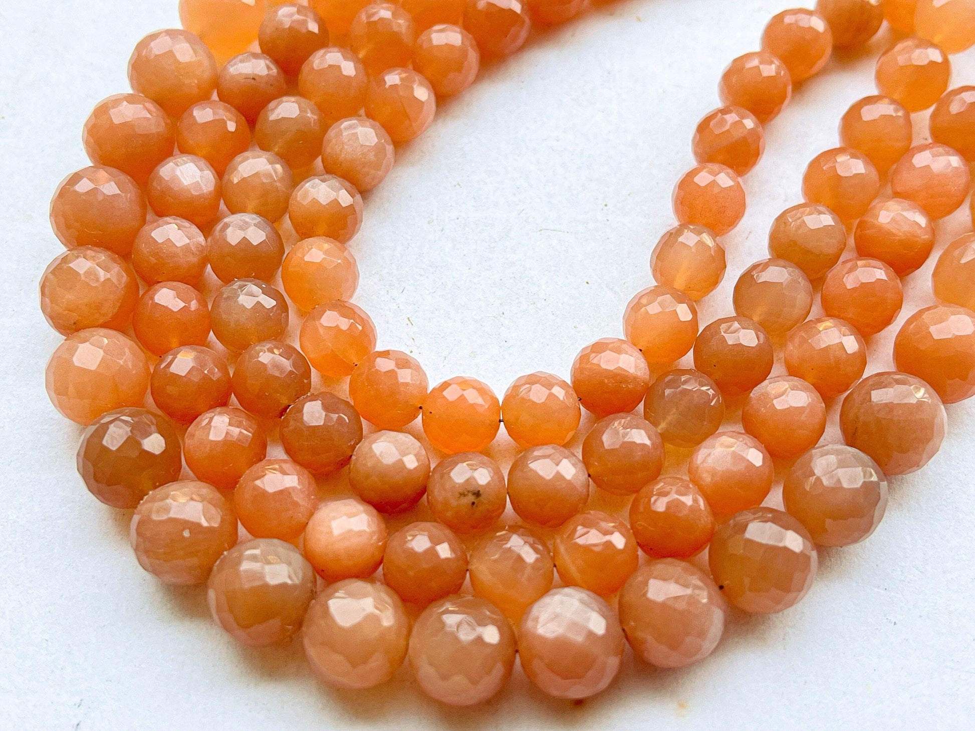 Peach Moonstone Faceted Spherical Beads Beadsforyourjewelry