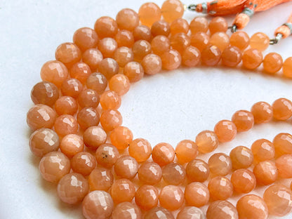Peach Moonstone Faceted Spherical Beads Beadsforyourjewelry