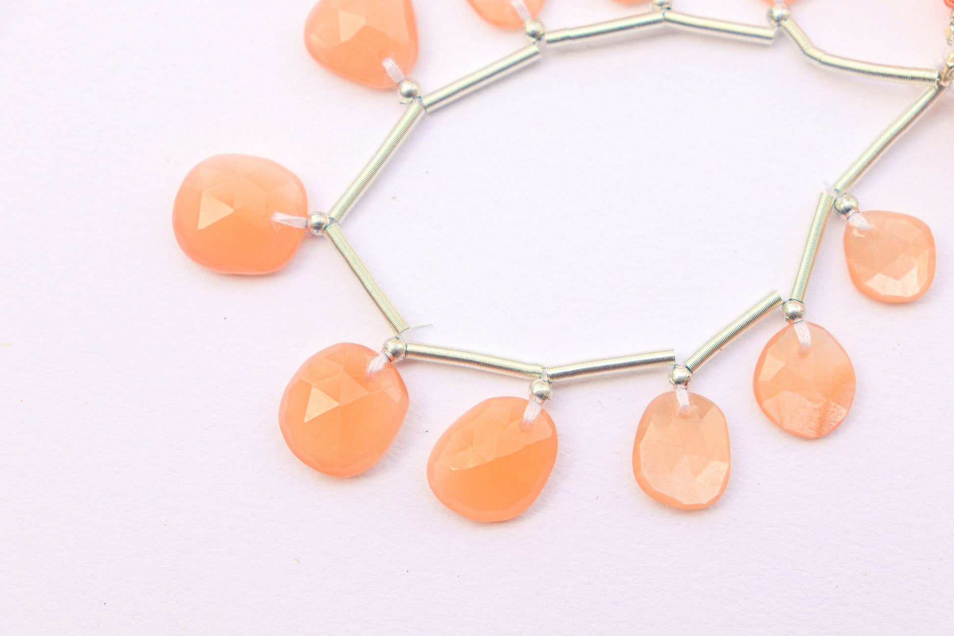 Peach Moonstone Faceted Uneven Shape Rose cut Briolette Beads, Natural Moonstone Gemstone Beads, 12 Pieces, 7x8mm to 12x13mm Beadsforyourjewelry