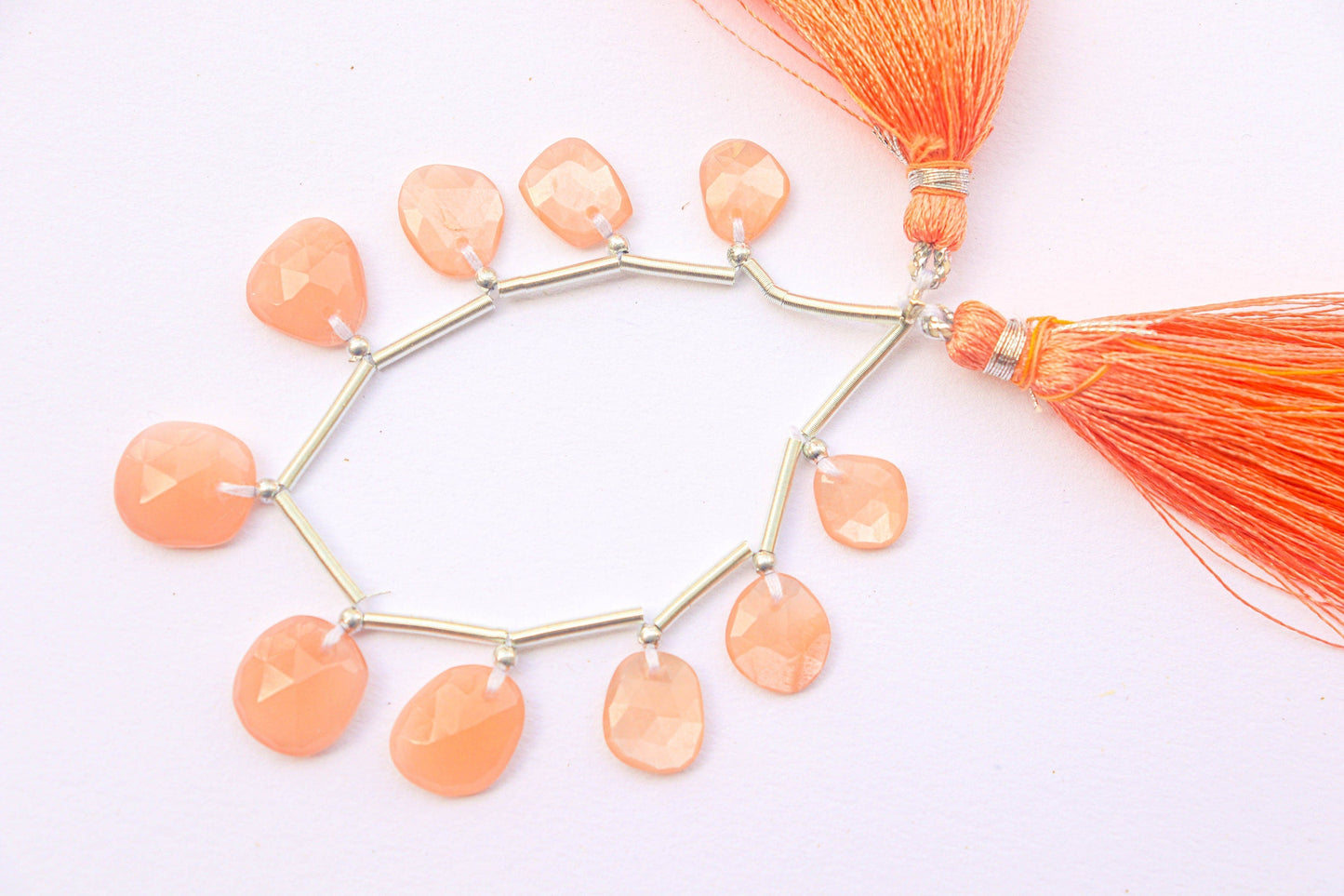 Peach Moonstone Faceted Uneven Shape Rose cut Briolette Beads, Natural Moonstone Gemstone Beads, 12 Pieces, 7x8mm to 12x13mm Beadsforyourjewelry