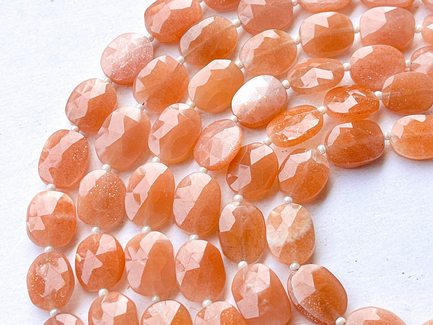 Peach Moonstone Oval shape briolette beads Beadsforyourjewelry