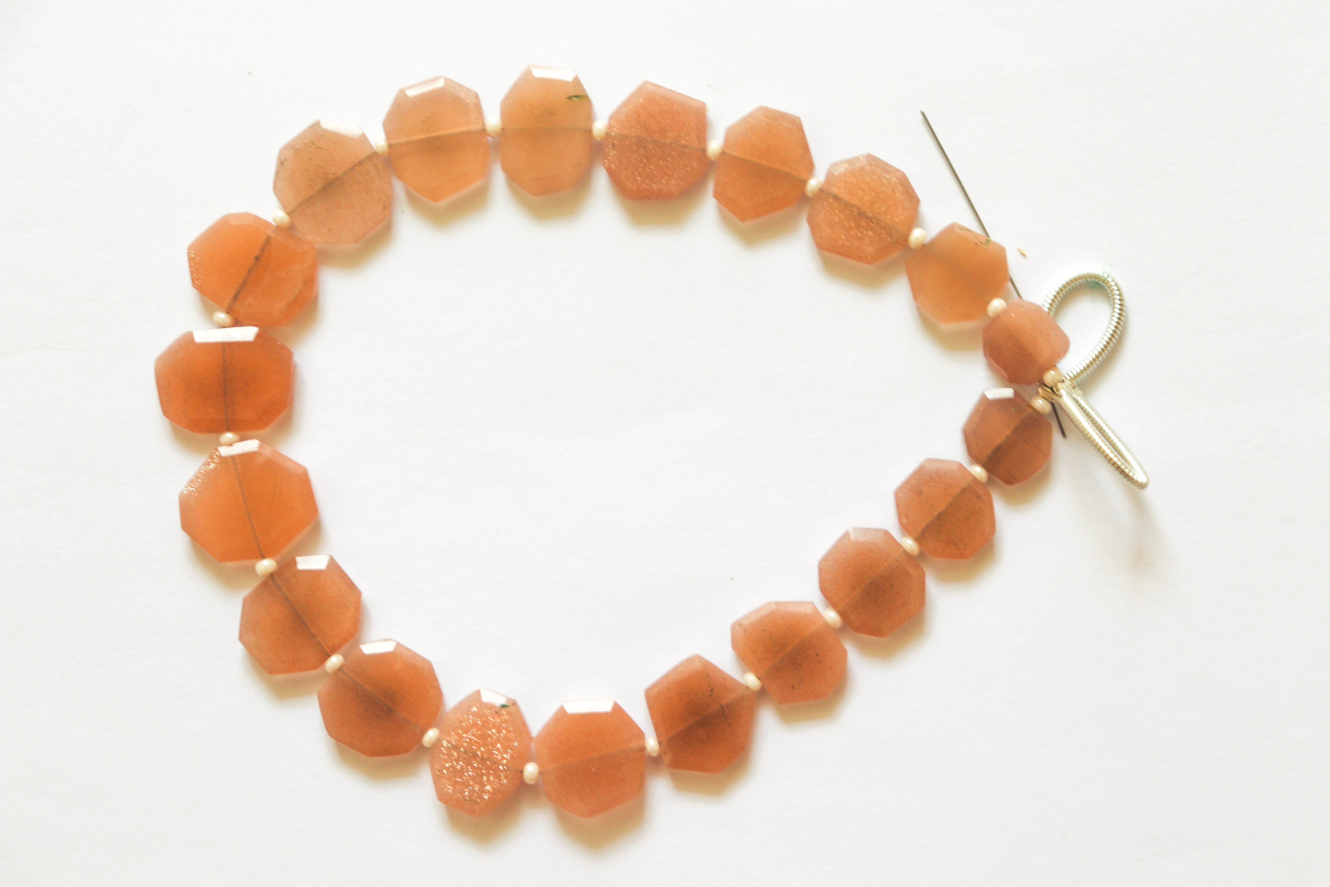 Peach Moonstone gemstone Crown cut beads Beadsforyourjewelry