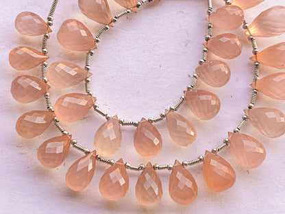 Peach Onyx Faceted Drops, Peach Onyx Teardrops Beadsforyourjewelry