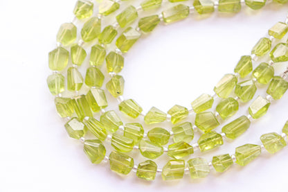 Peridot Faceted beads Uneven Shape | 6x8mm to 7x9mm | 8 inch Full String | Natural Gemstone | Beadsforyourjewellery | Rare Gemstone Beads Beadsforyourjewelry