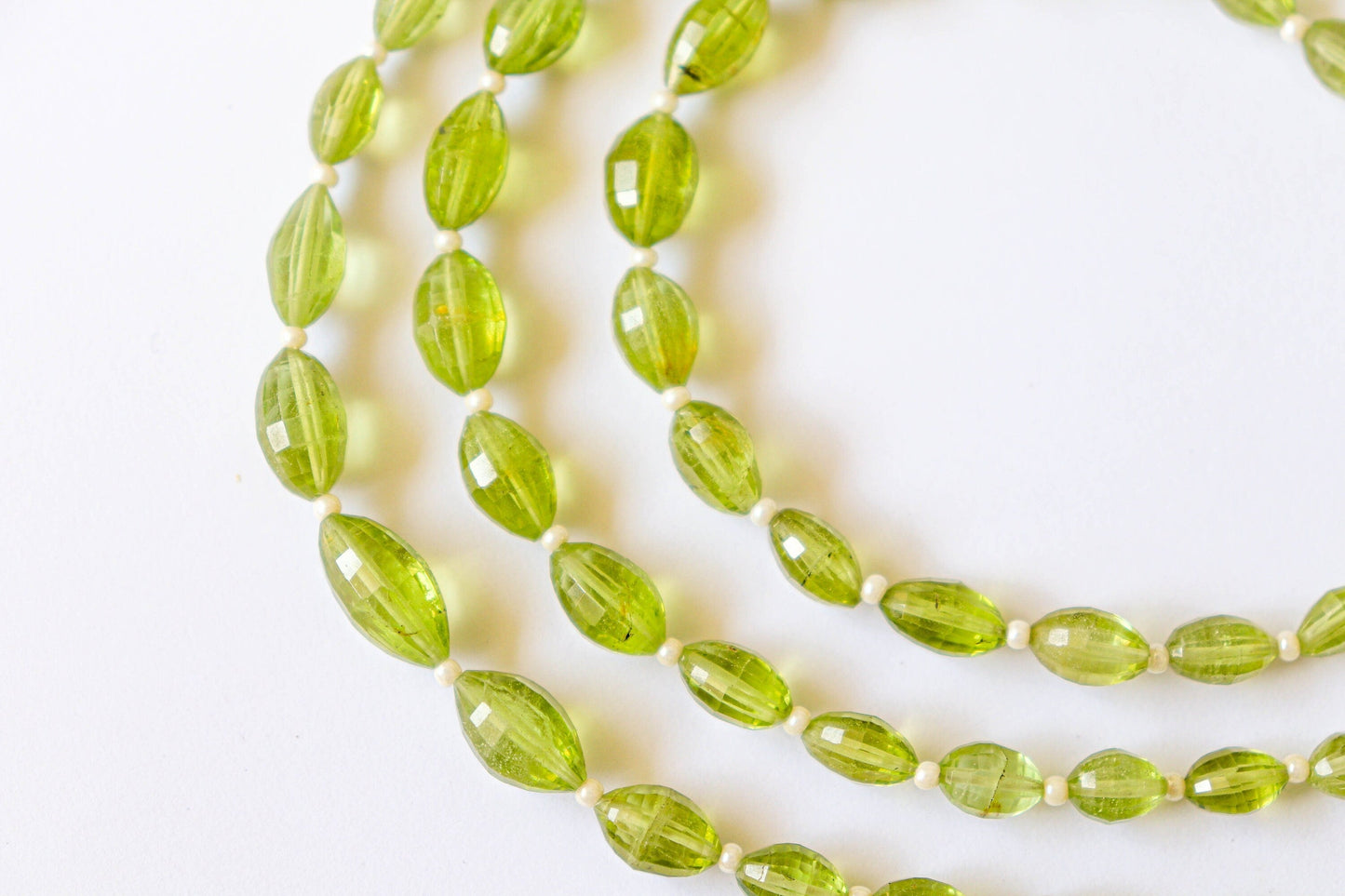 Peridot Oval Shape Step cut beads | 4x5mm to 7x10mm | 8 inch Full String | 19 Pieces | Natural Gemstone | Beadsforyourjewellery Beadsforyourjewelry