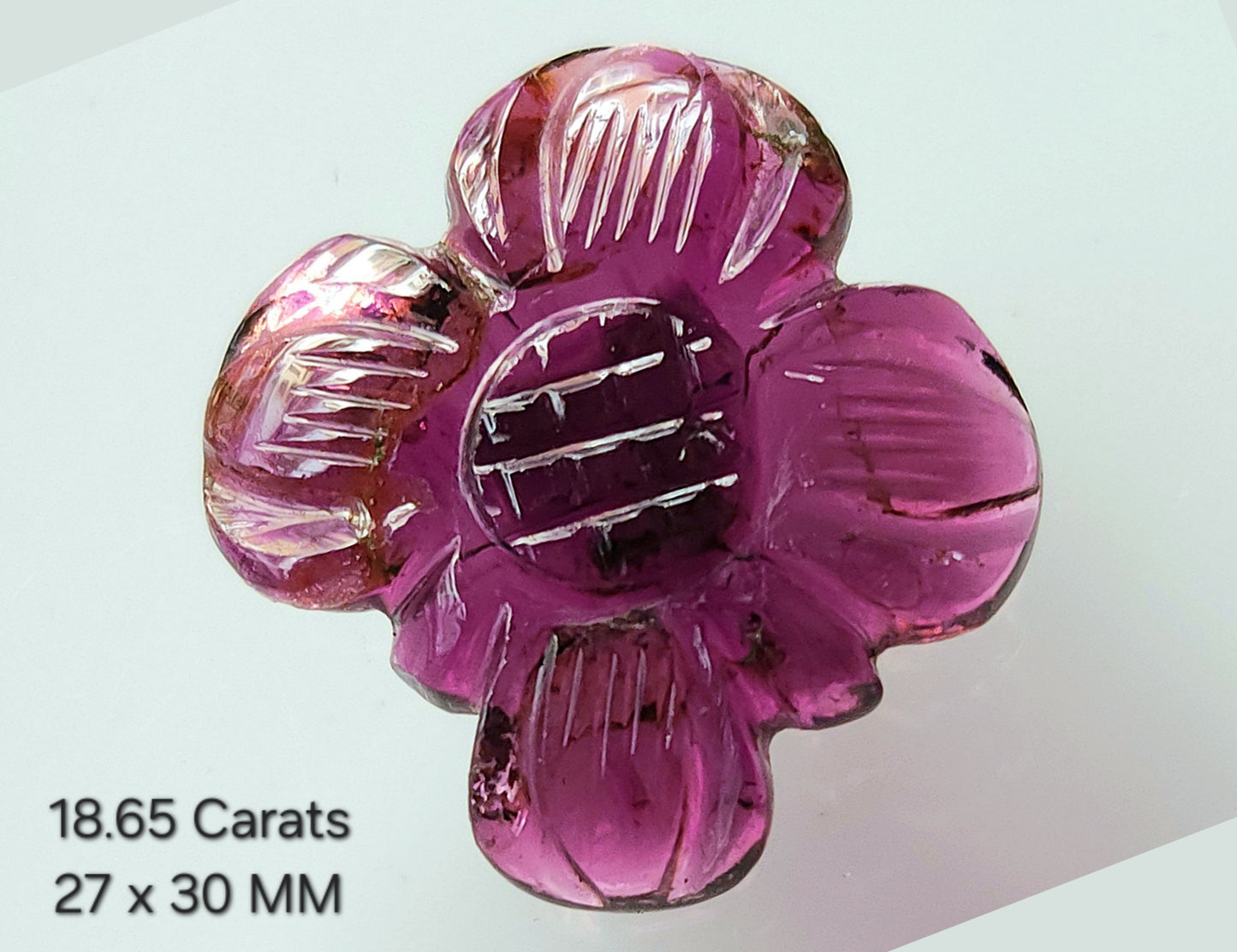 Natural Rubellite Tourmaline Gemstone Flower Carving