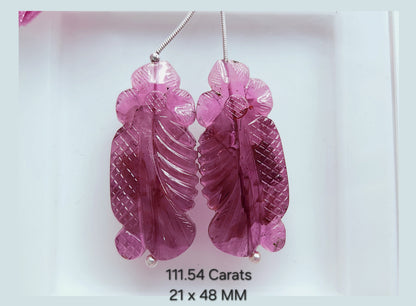 Natural Pink Tourmaline Gemstone Hand Carved (Big Size) Matching Pair for Fine Jewelry Making