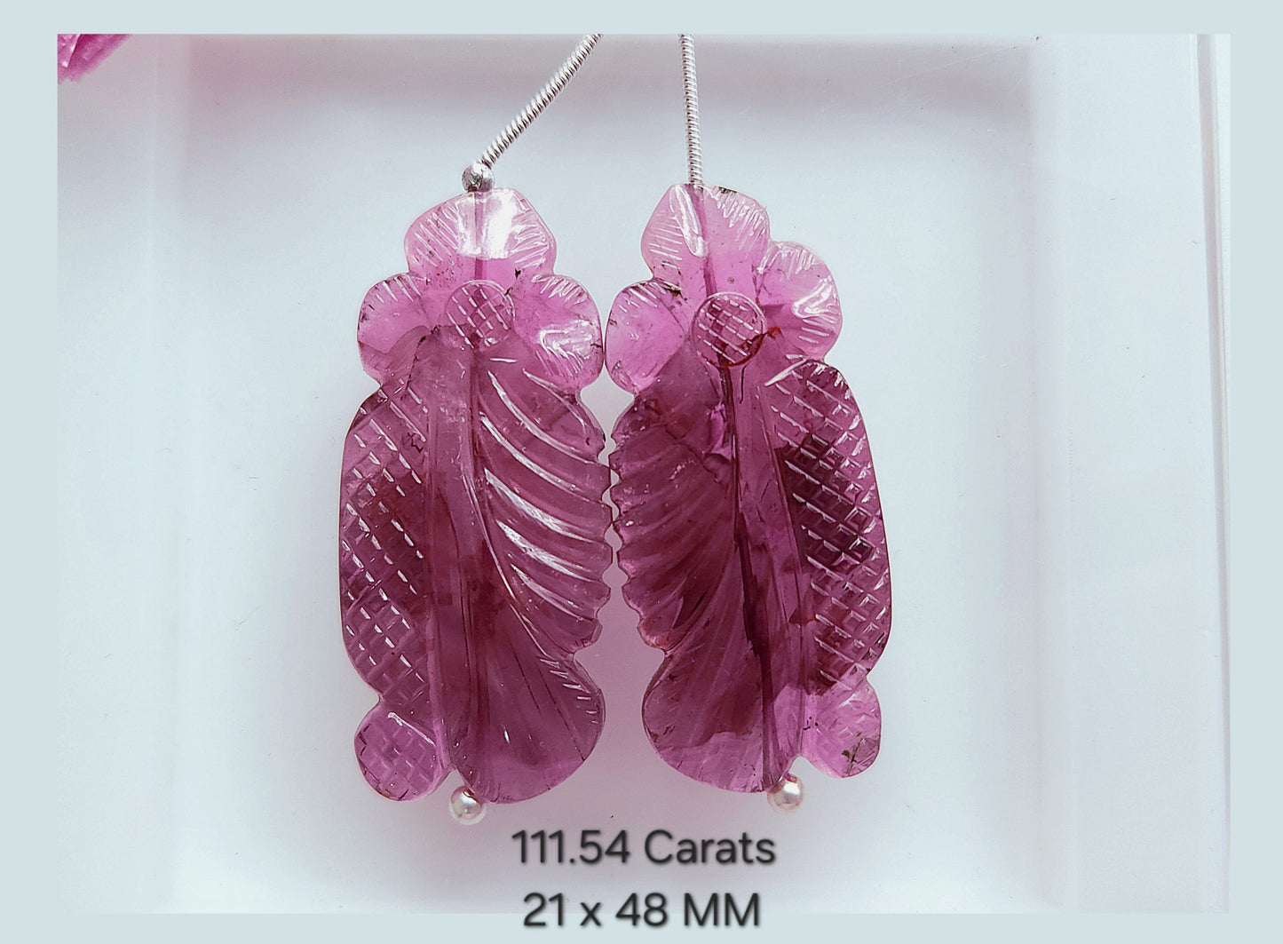 Natural Pink Tourmaline Gemstone Hand Carved (Big Size) Matching Pair for Fine Jewelry Making