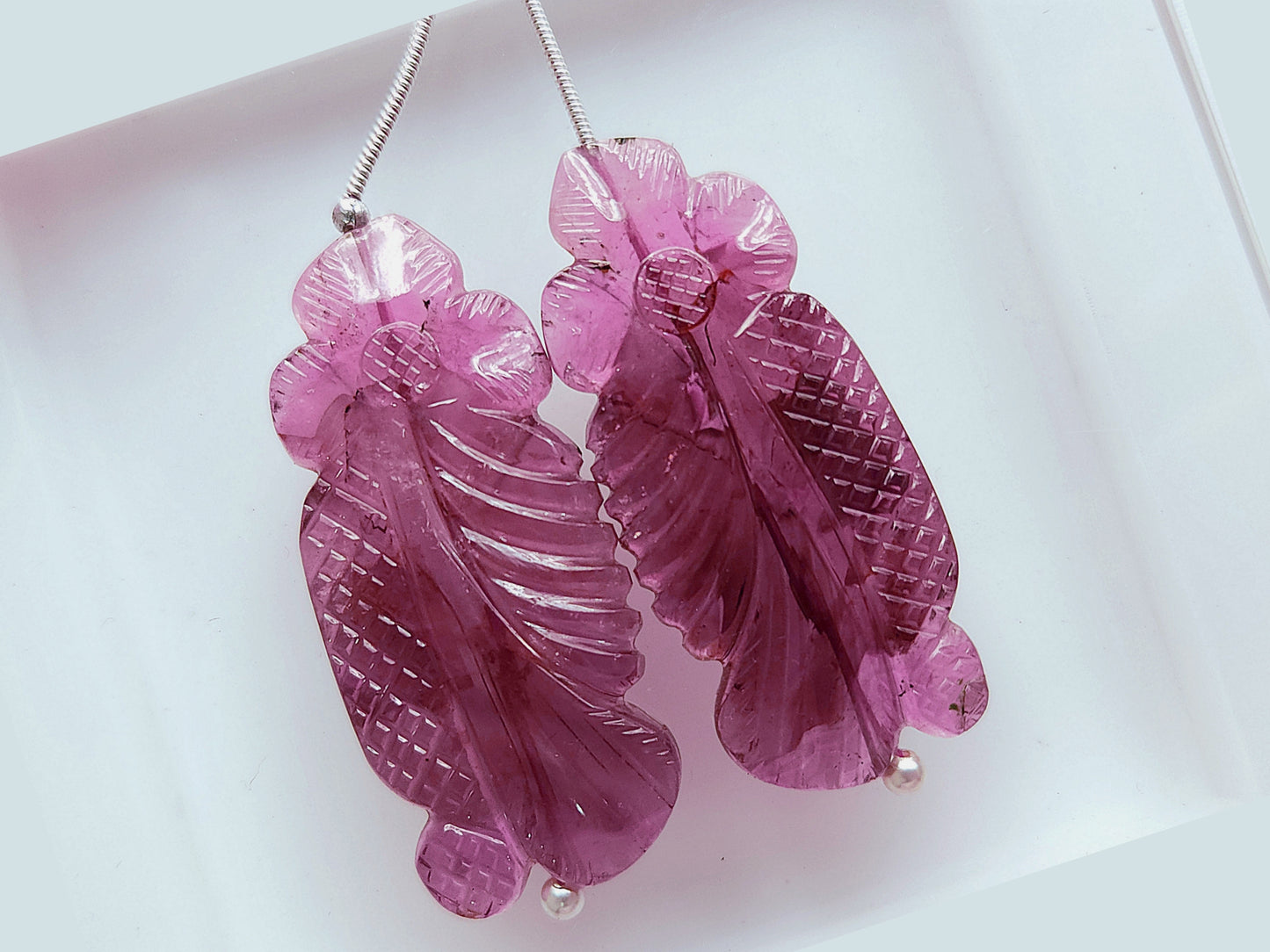 Natural Pink Tourmaline Gemstone Hand Carved (Big Size) Matching Pair for Fine Jewelry Making