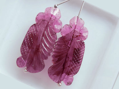 Natural Pink Tourmaline Gemstone Hand Carved (Big Size) Matching Pair for Fine Jewelry Making