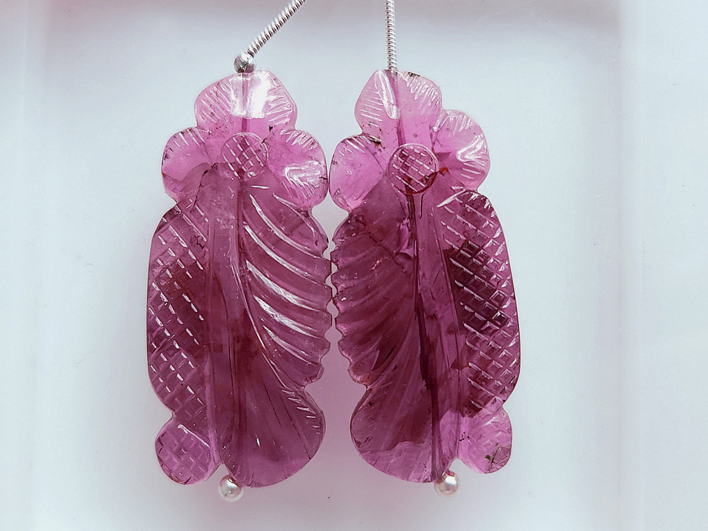 Natural Pink Tourmaline Gemstone Hand Carved (Big Size) Matching Pair for Fine Jewelry Making