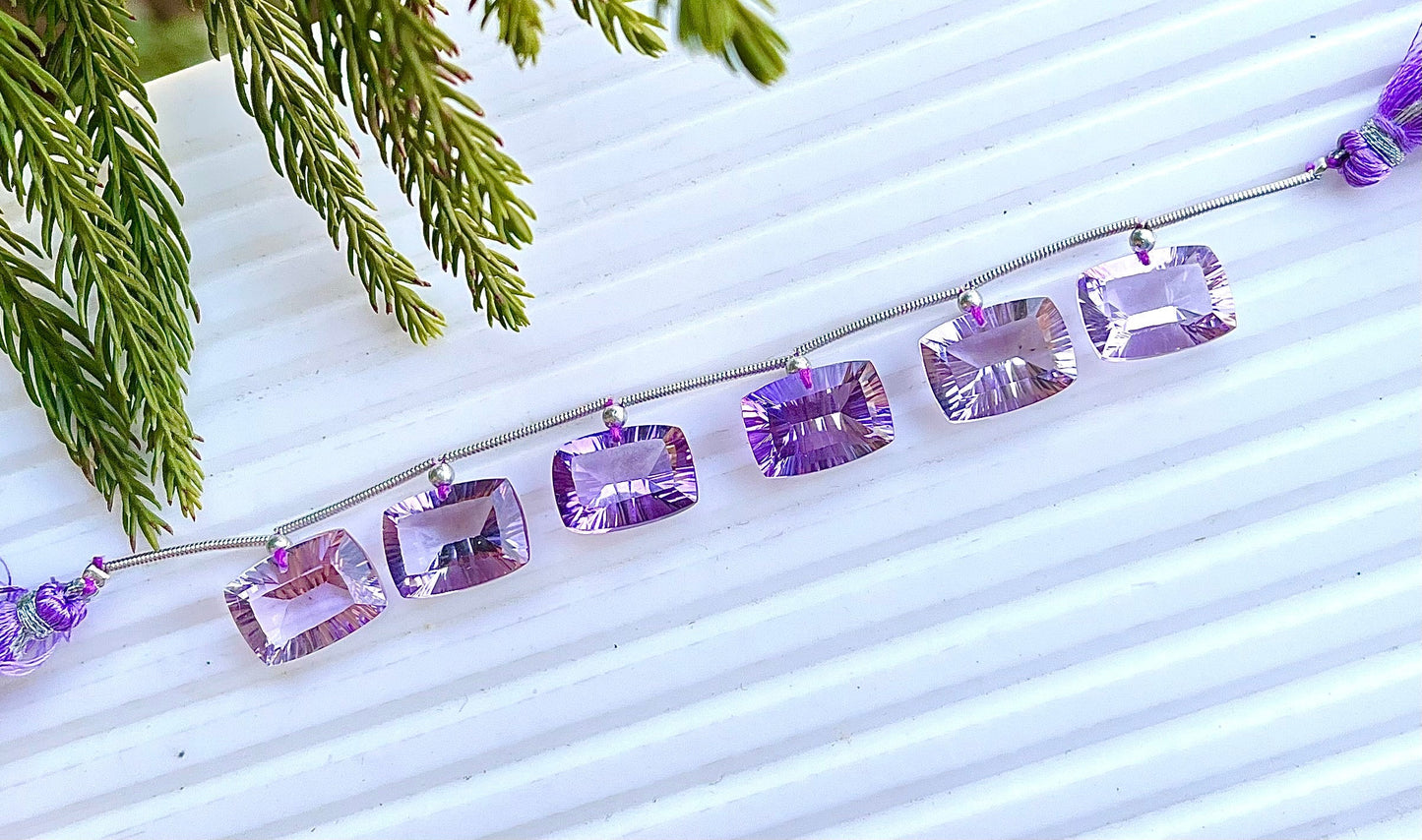 Pink Amethyst Baguette Cushion Shape Concave Cut Beads Beadsforyourjewelry