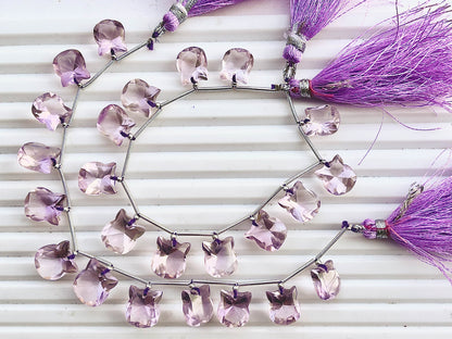 Pink Amethyst Cat Shape Faceted Briolette Beads Beadsforyourjewelry