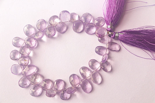 Pink Amethyst Faceted Uneven Shape Briolette Beads | 8x11mm to 9x14mm | 38 Pieces | 8 Inch String | Beadsforyourjewelry Beadsforyourjewelry