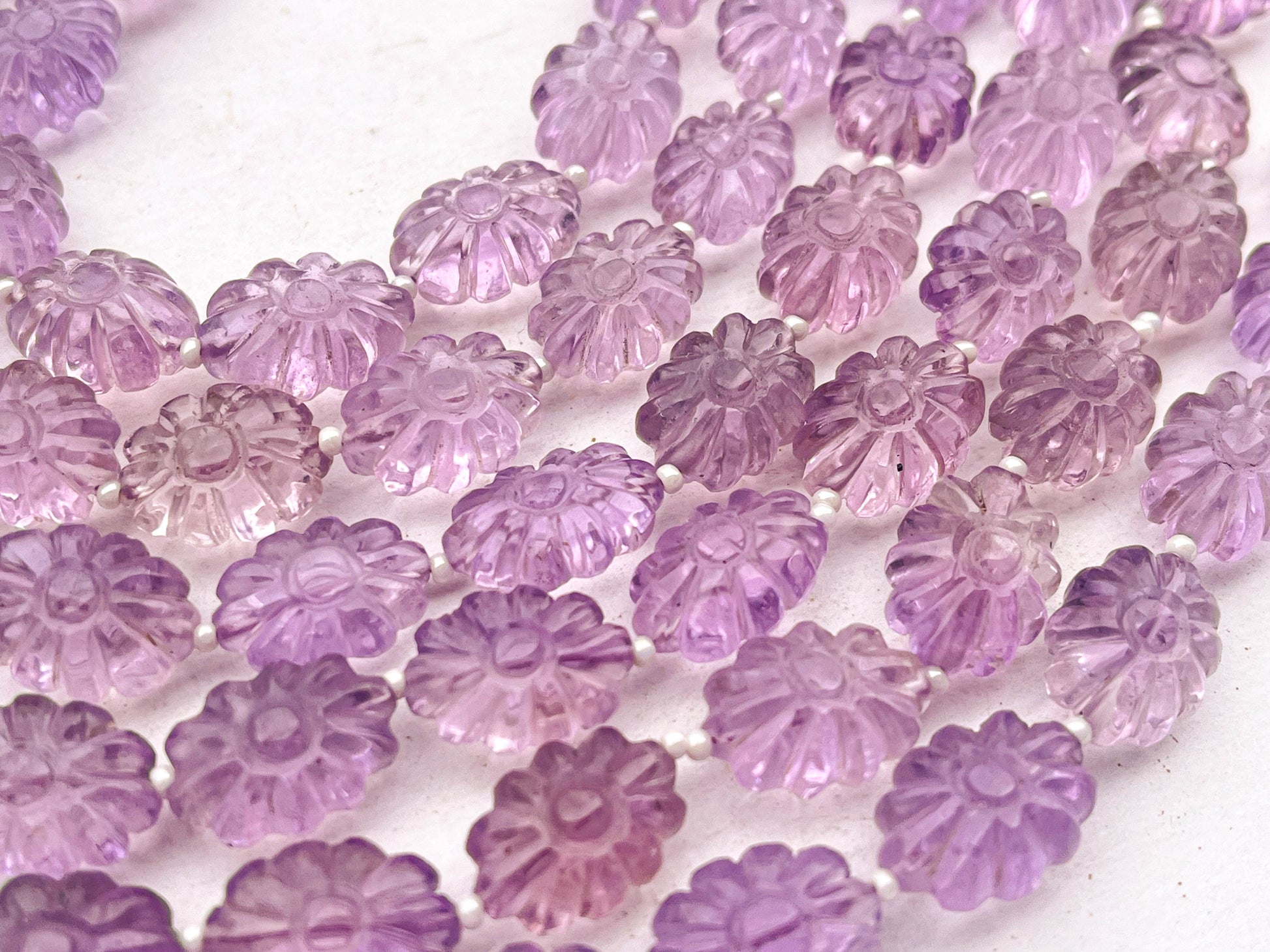 Pink Amethyst Flower Carved Beads Beadsforyourjewelry