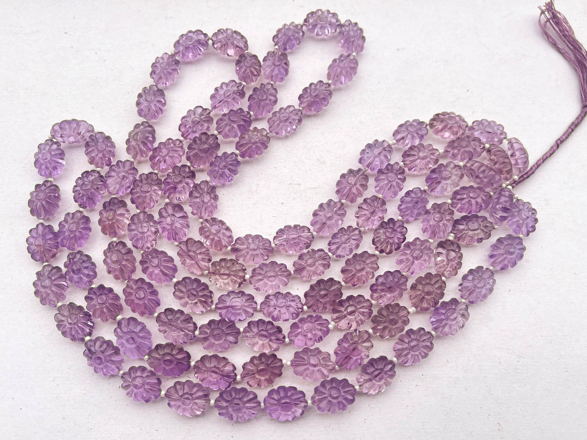 Pink Amethyst Flower Carved Beads Beadsforyourjewelry