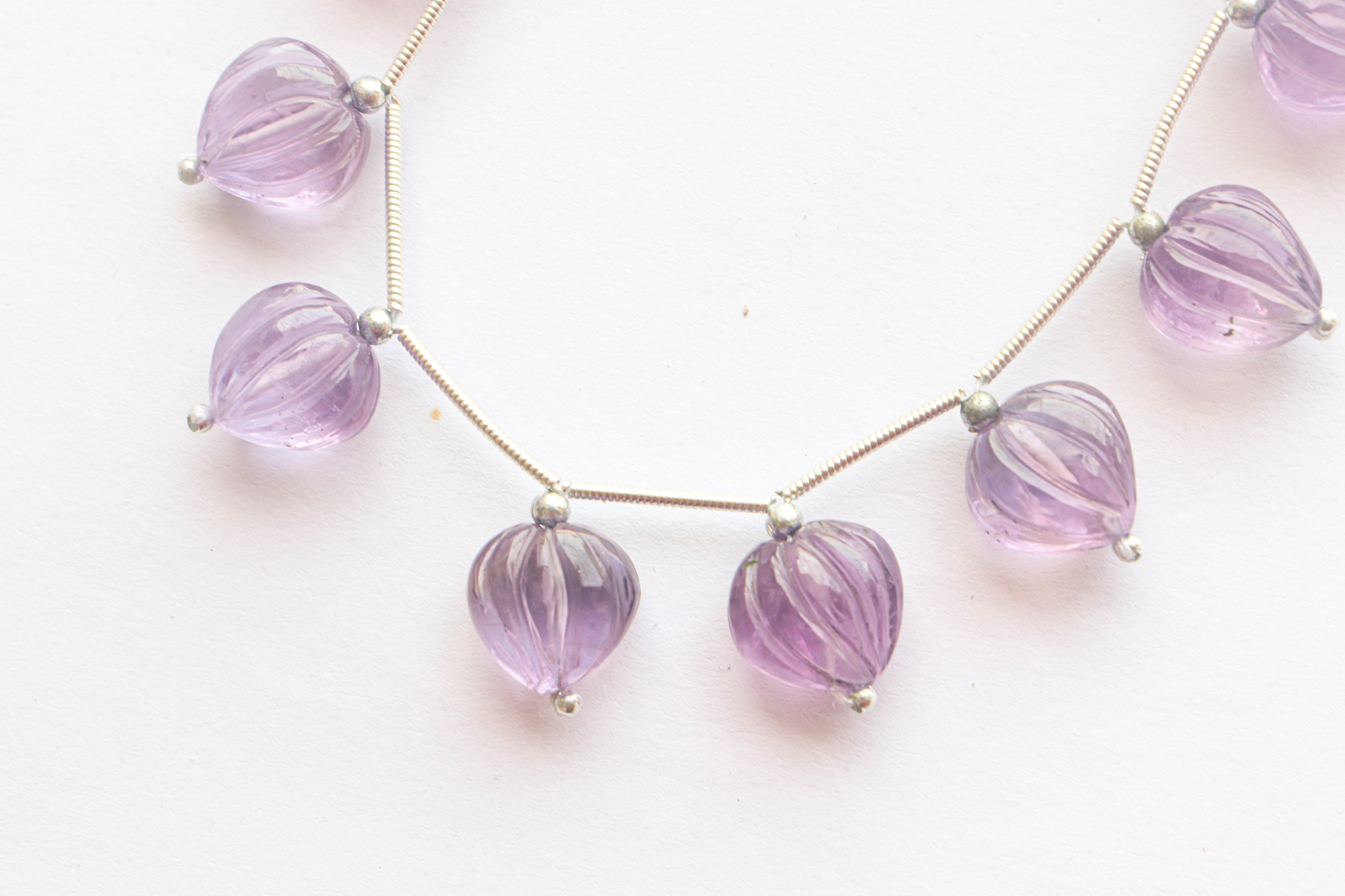 Pink Amethyst Heart Shape Carved beads Beadsforyourjewelry