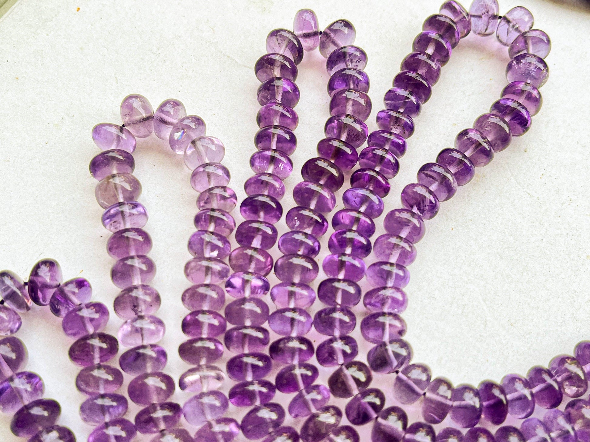 Pink Amethyst Smooth Rondelle Shape Beads | 6MM to 8MM | 16 Inch Beadsforyourjewelry