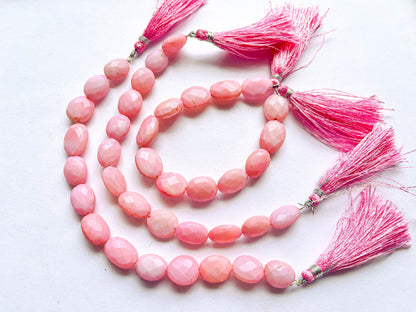 Pink Opal Chalcedony Dyed Oval Shape Faceted Beads, Pink Chalcedony Beads, Pink Chalcedony Oval Shape Beads, 7 inch String Beadsforyourjewelry