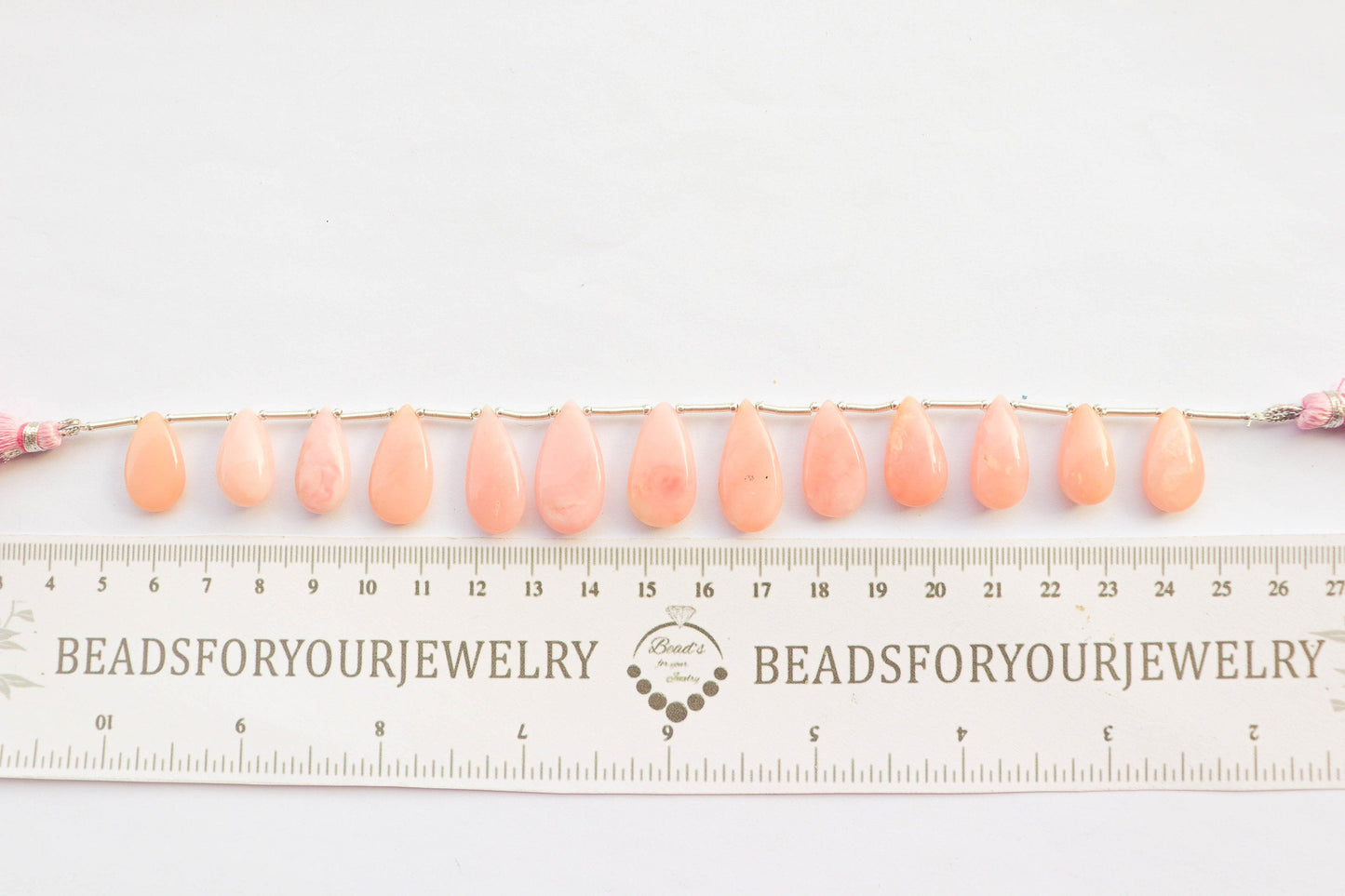 Pink Peruvian Opal Smooth Pear Briolette | 10x18mm to 12x25mm | 8 inch strand | 13 Pieces | Natural Pink Opal Gemstone Beadsforyourjewelry