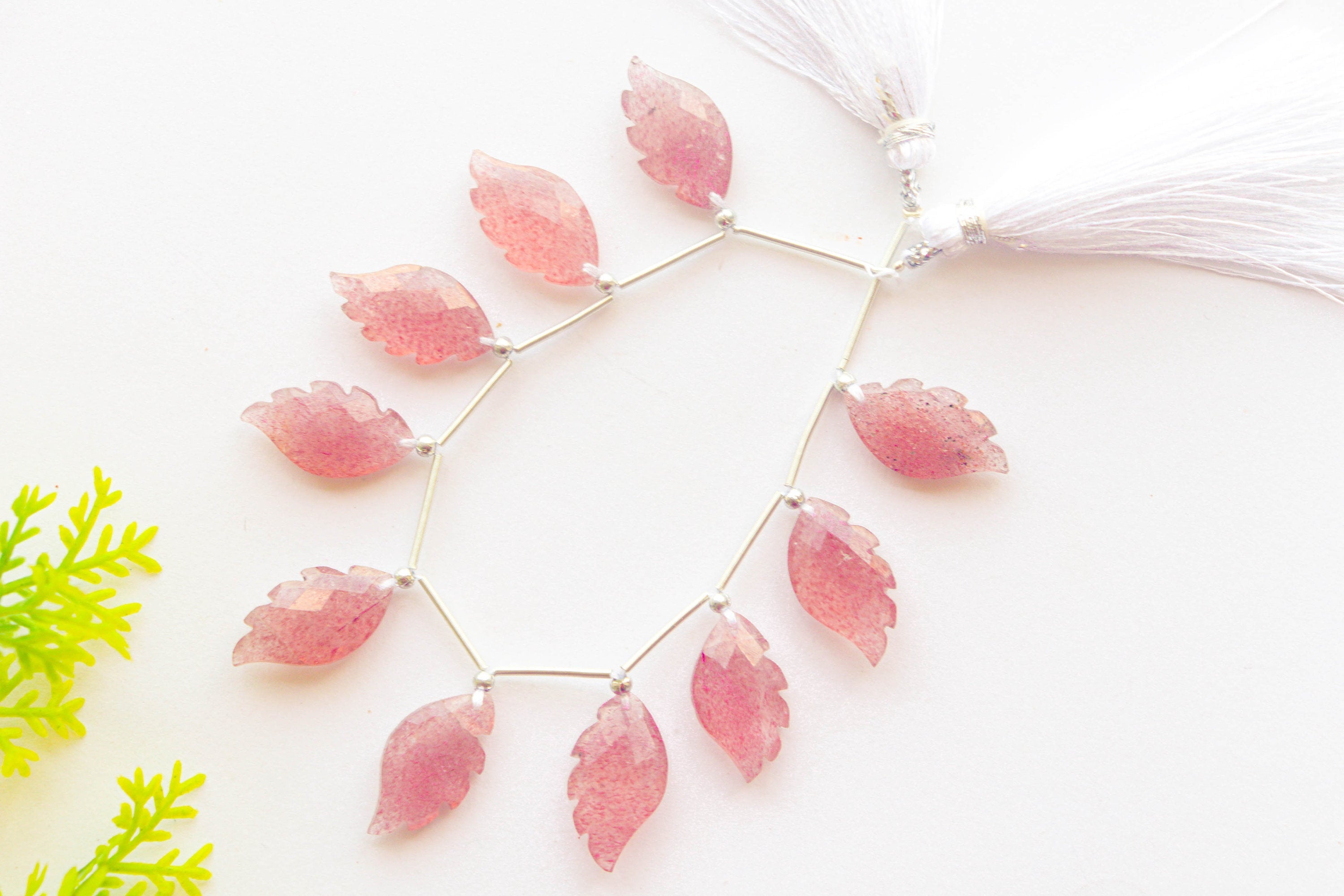 Pink Strawberry Quartz Beads Faceted Wings Shape | 10x20mm | 8 Pieces String | Natural Gemstone | Beadsforyourjewellery Beadsforyourjewelry