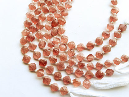 Pink Strawberry Quartz Cushion Shape Faceted Briolette Beads Beadsforyourjewelry