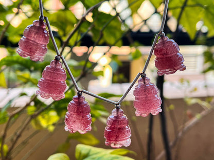Pink Strawberry Quartz Flower Carved Bell Shape Beads Beadsforyourjewelry