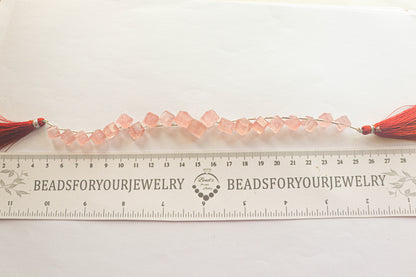 Pink Strawberry Quartz Gemstone Faceted Cube Shape Side Drill Beads Beadsforyourjewelry
