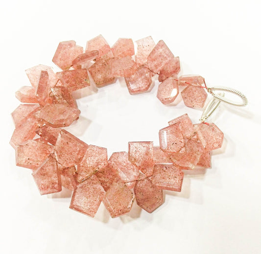 Pink Strawberry Quartz Gemstone Slice Cut Beads Beadsforyourjewelry