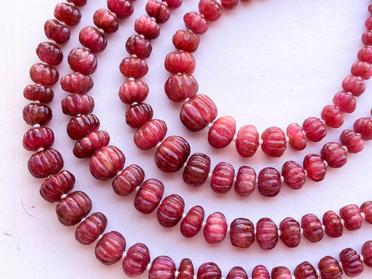 Pink Tourmaline Carved Melons Shape Beads Beadsforyourjewelry