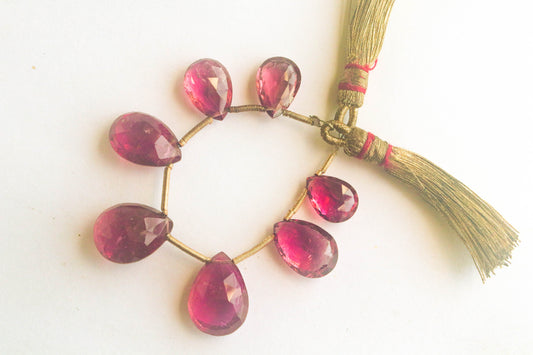 Pink Tourmaline Faceted Pear Briolette Beadsforyourjewelry
