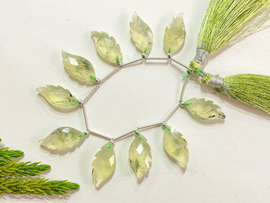 Prehnite Faceted Wings Shape, 10x20mm, 10 Pieces String, Natural Prehnite Gemstone, Beadsforyourjewellery Beadsforyourjewelry