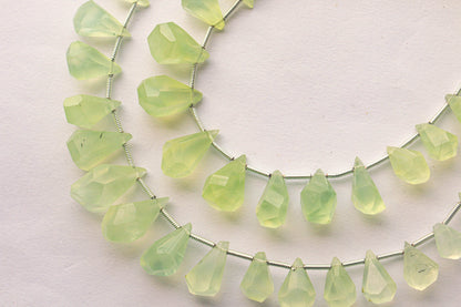 Prehnite Gemstone Tumble Shape Faceted Drops | 7x10mm to 9x15mm | 21 Pieces | Natural Gemstone for Jewelry | Beads for jewelry | Beadsforyourjewelry
