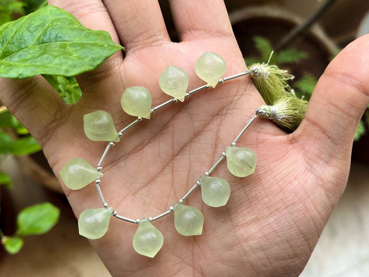 Prehnite Slanted Drops Frosted Beadsforyourjewelry