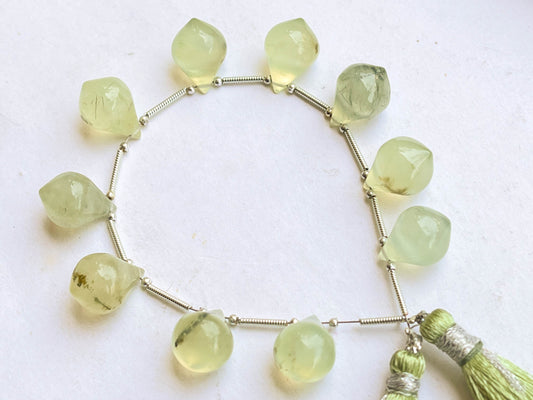 Prehnite Slanted Shape Drops | 10 Pieces Beadsforyourjewelry