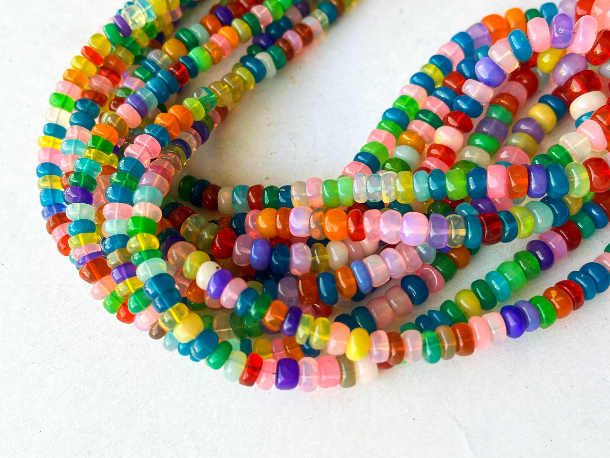 Rainbow Opal Smooth Rondelle Beads Beadsforyourjewelry