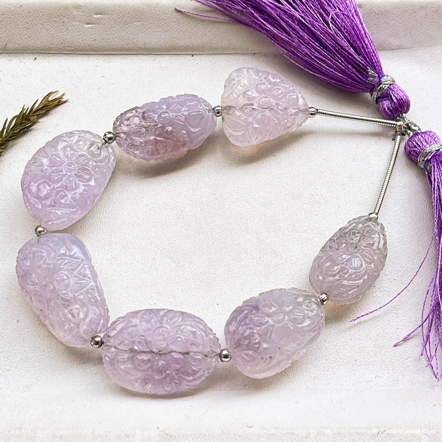 Rare! Lavender Quartz Flower carved Tumble Beads, Natural Lavender Quart Gemstone Beadsforyourjewelry