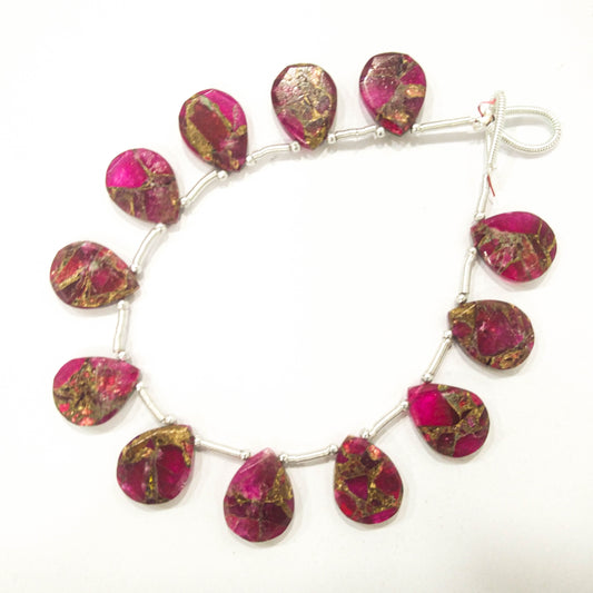 Red Composite Natural Gemstone Flat Cut Pear Shape Side Drill Beads Beadsforyourjewelry